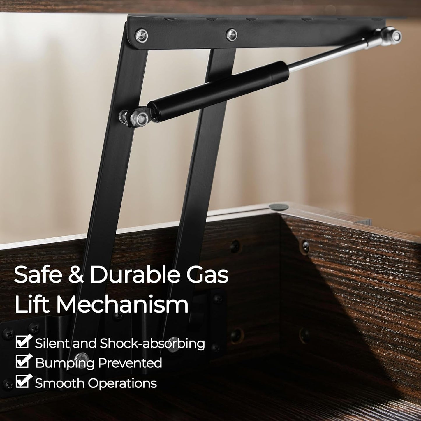 Espresso Lift Top Coffee Table With Hidden Compartment