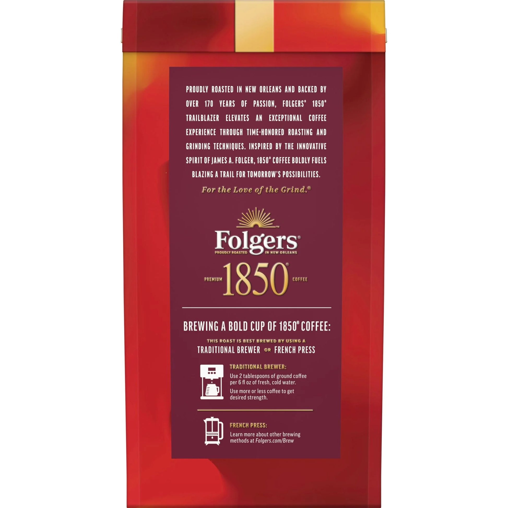 1850 Trailblazer Coffee, Medium-Dark Roast Ground Coffee, 12 Oz.