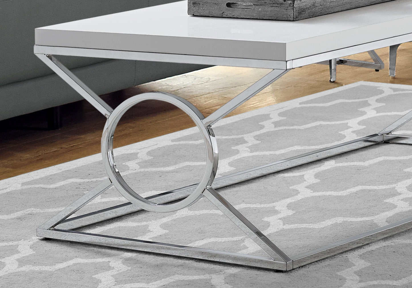 22inches x 44inches x 18.5inches White Metal  Coffee Table