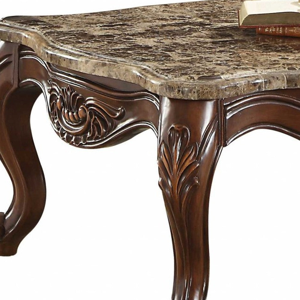 35inches X 58inches X 20inches Marble Cherry Oak Wood Coffee Table