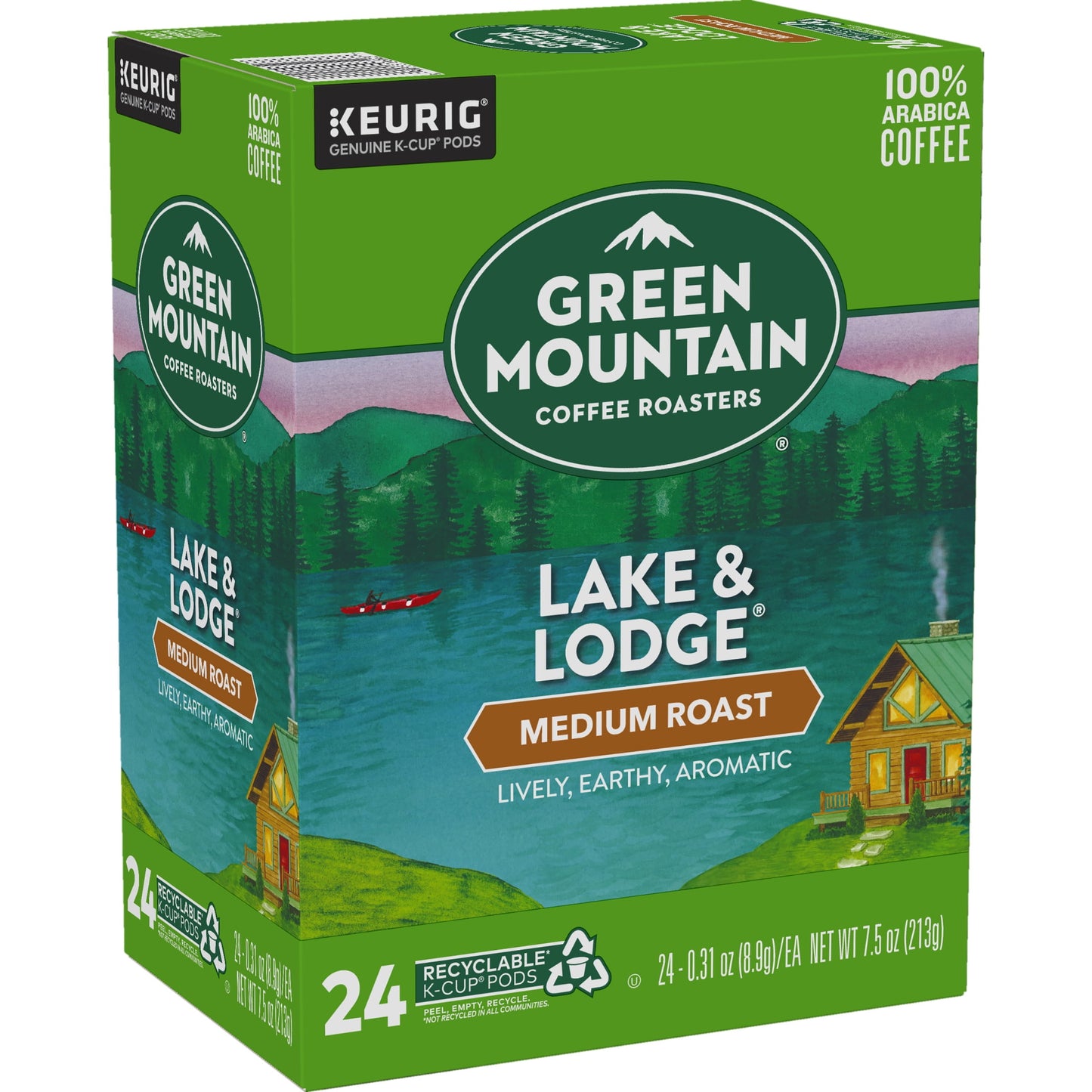 Green Mountain Coffee Lake & Lodge K-Cup Pods, Medium Roast, 24 Count for  Brewers