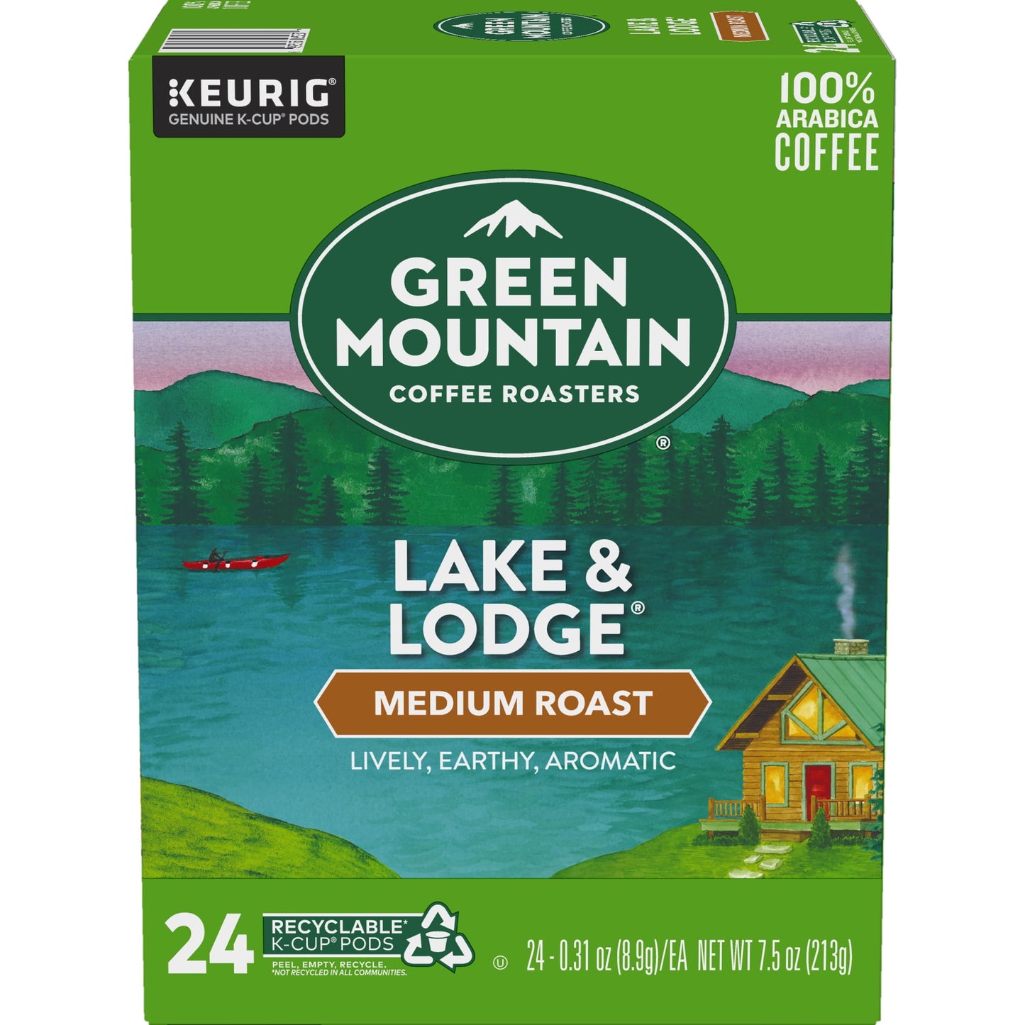 Green Mountain Coffee Lake & Lodge K-Cup Pods, Medium Roast, 24 Count for  Brewers