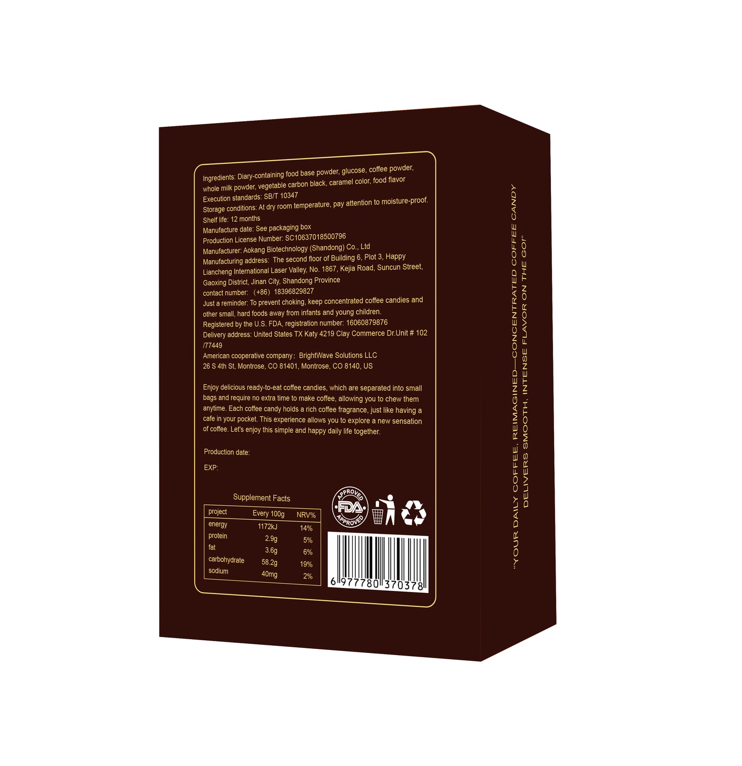 Hazelnut - Flavored Concentrated Coffee Candies, Individually Packaged, No Need for Brewing, with a Rich and Mellow Aroma. Suitable for People Engaged in Outdoor Sports, Those at Parties, and Drivers.