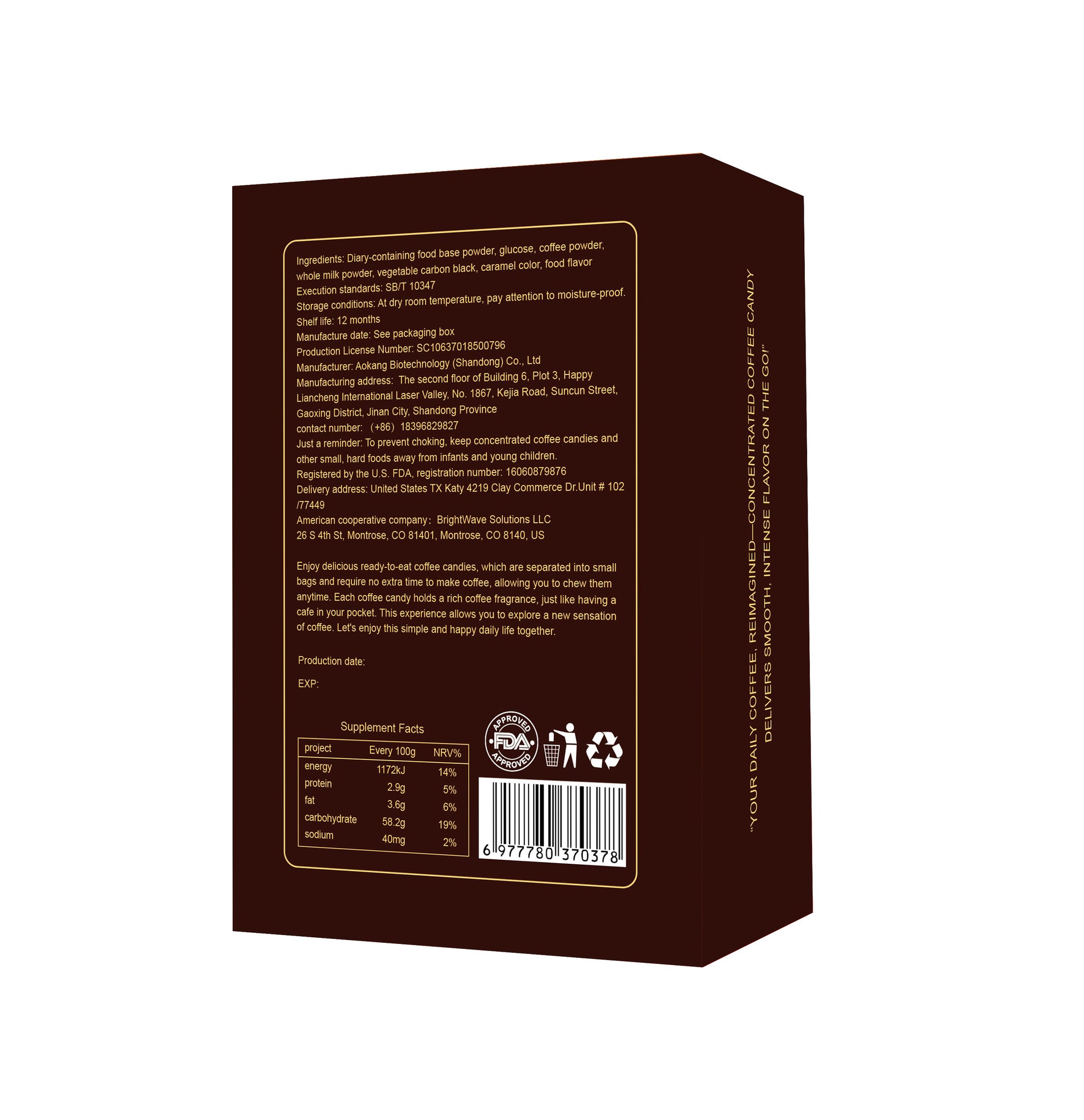 Hazelnut - Flavored Concentrated Coffee Candies, Individually Packaged, No Need for Brewing, with a Rich and Mellow Aroma. Suitable for People Engaged in Outdoor Sports, Those at Parties, and Drivers.