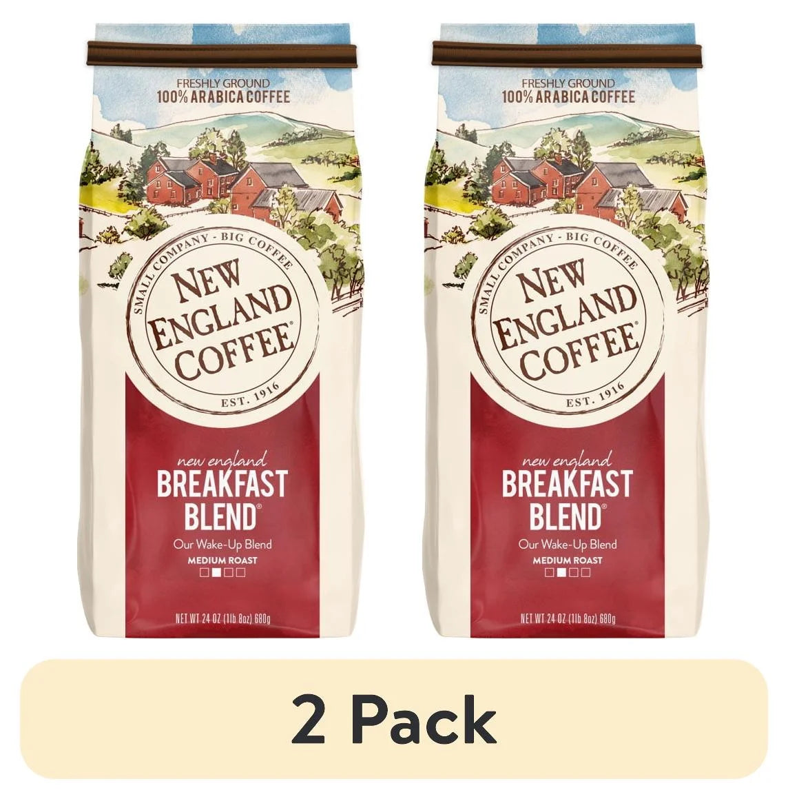 (2 Pack)  Breakfast Blend Ground Coffee, 24 Oz, Bag