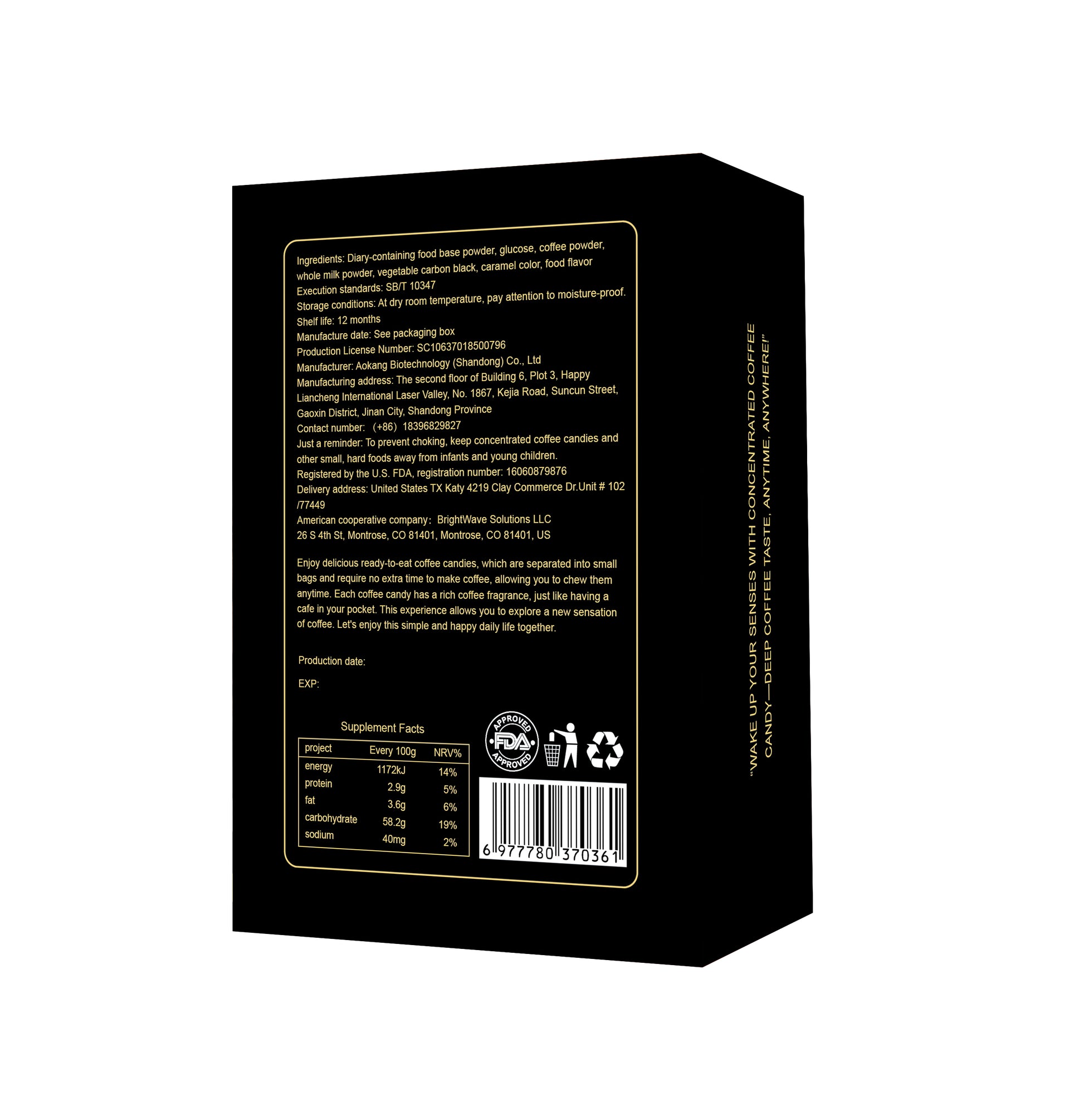 American - Style Concentrated Coffee Candies, Individually Packaged, No Need for Brewing, with a Rich and Mellow Taste. Suitable for People Doing Outdoor Sports, Those at Parties and Drivers.