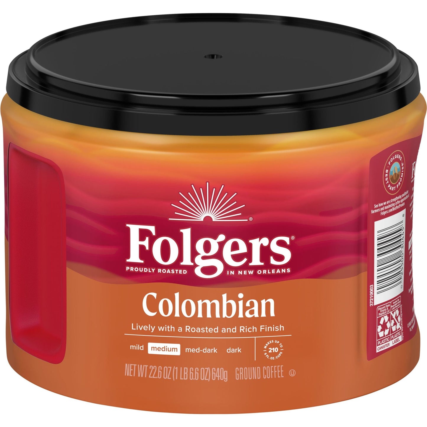 (4 Pack)  Colombian Ground Coffee, Medium Roast, 22.6 Ounce Canister