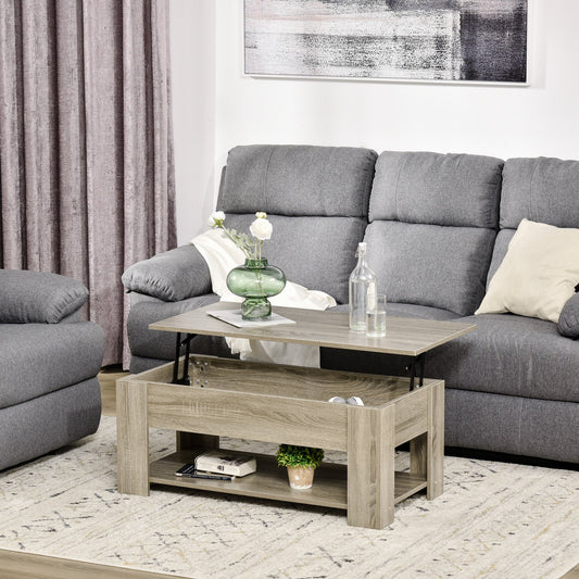 HOMCOM Lift Top Coffee Table with Hidden Storage Compartment and Open