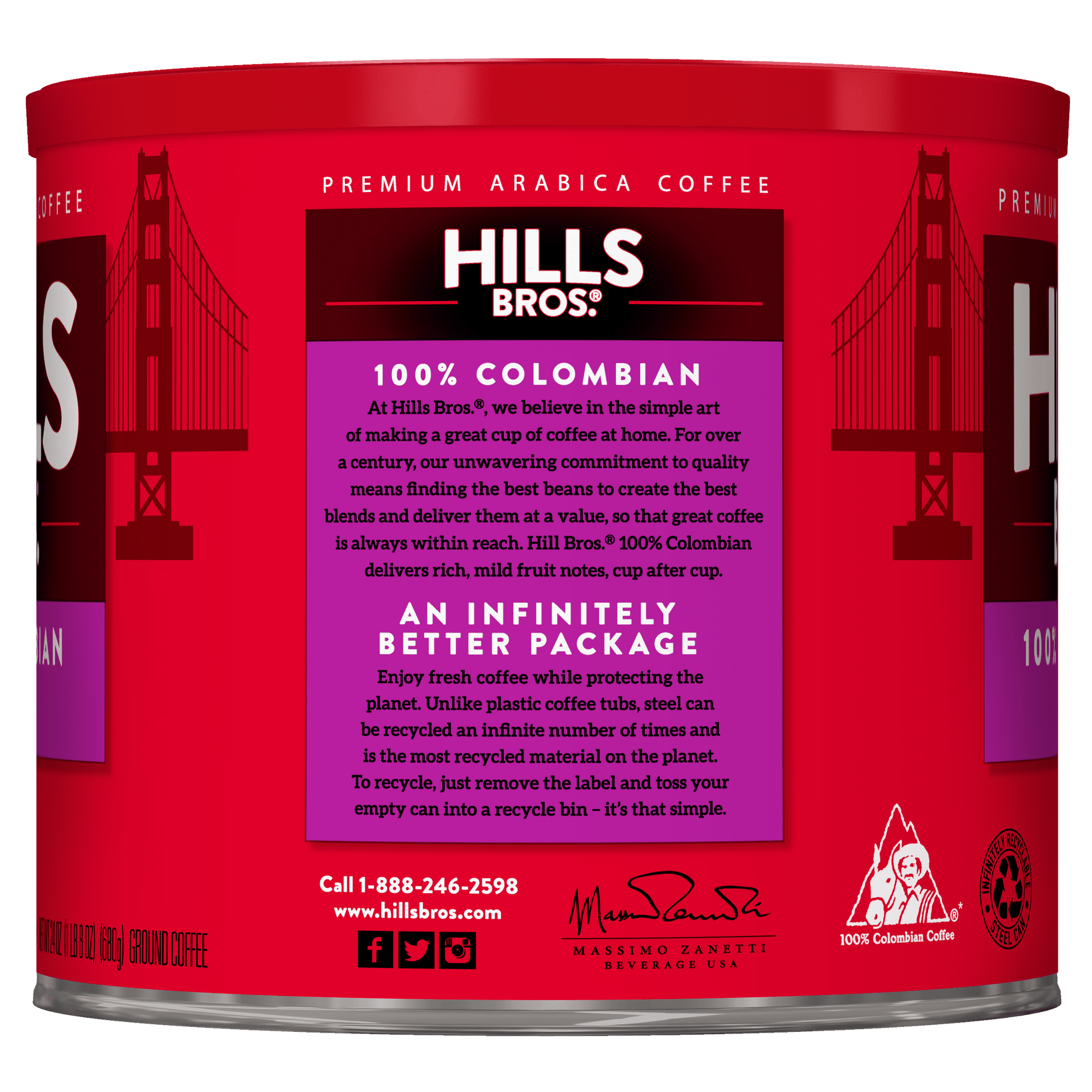 . Coffee 100% Colombian Ground Coffee, Dark Roast, 24 Oz