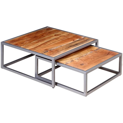 Nesting Coffee Table Set 2 Pieces Solid Reclaimed Teak