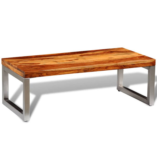 Coffee Table 43.3"x19.7"x13.8" Solid Mango Wood and Steel