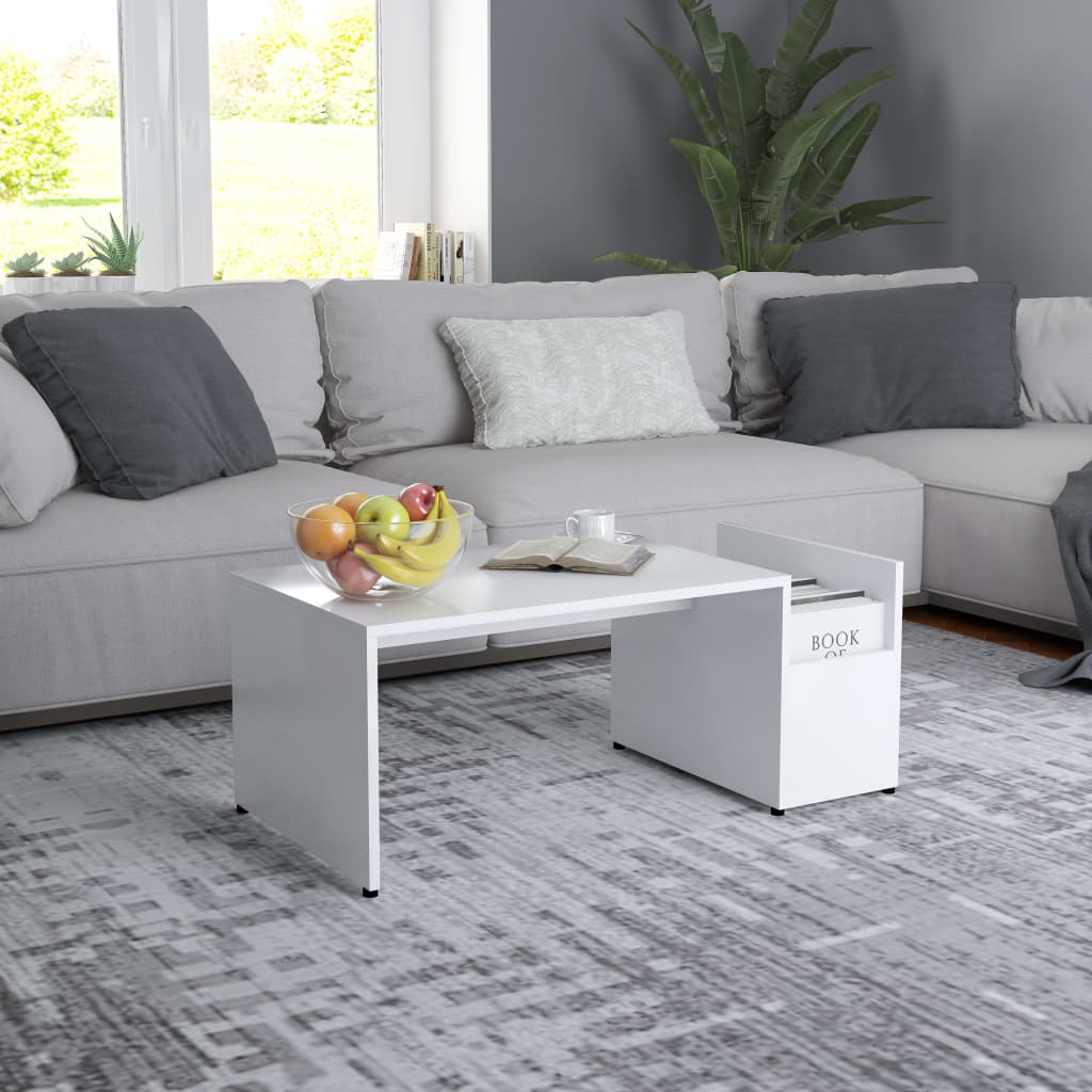 Coffee Table White 35.4"x17.7"x13.8" Chipboard