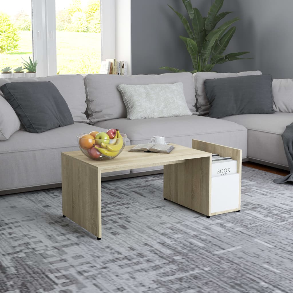 Coffee Table White 35.4"x17.7"x13.8" Chipboard