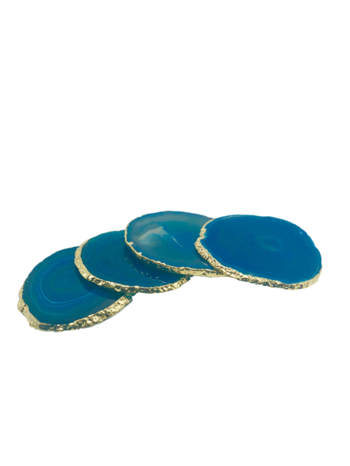 Agate Coasters with Gold Trim, Set of 4