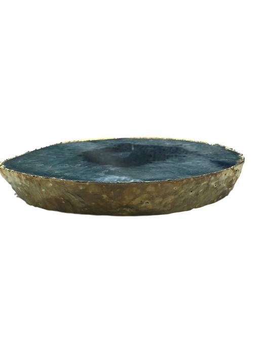 Agate Thick Decorative Platter with Gold Trim