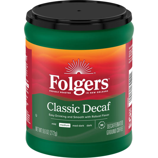 Decaf Coffee, Ground Coffee, Classic Medium Roast, 9.6 Ounce Canister