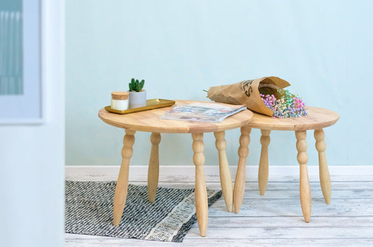 Solid Wood Coffee Tables, 2 pieces Set