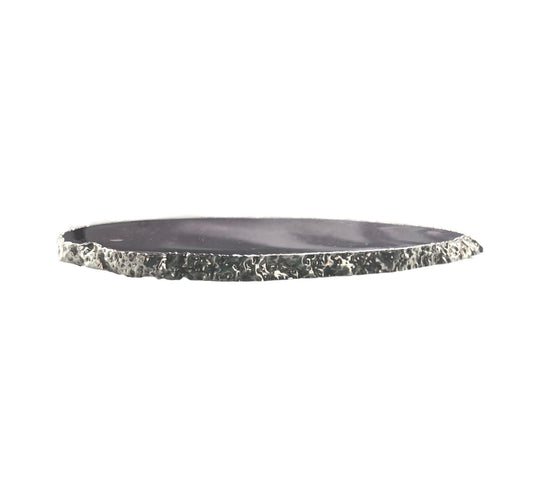 Agate Thin Serving Plate with SILVER Trim