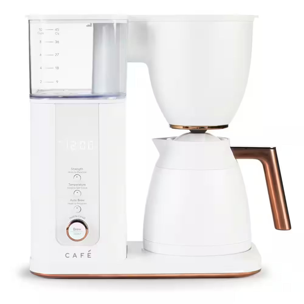 10 Cup Matte White Specialty Drip Coffee Maker with Insulated Thermal Carafe, and Wifi Connected