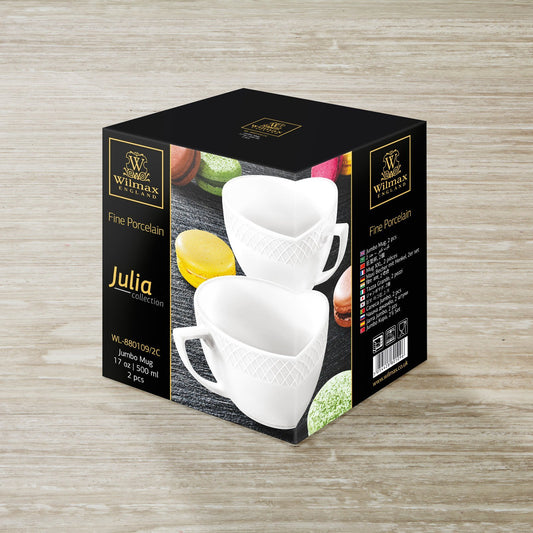 White Jumbo Coffee / Cappuccino Mug 17 Oz | 500 Ml Set Of 2 In Gift