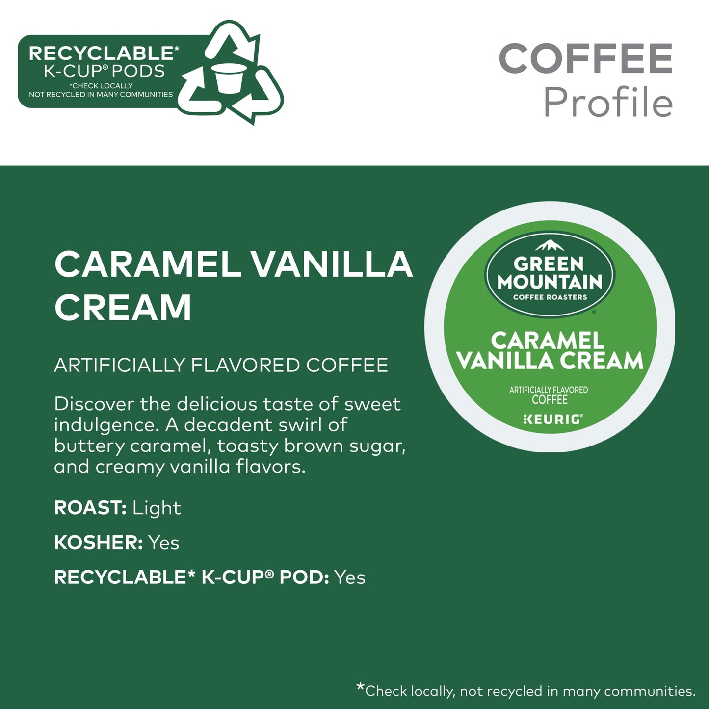 , Caramel Vanilla Cream Light Roast K-Cup Coffee Pods, 48 Count