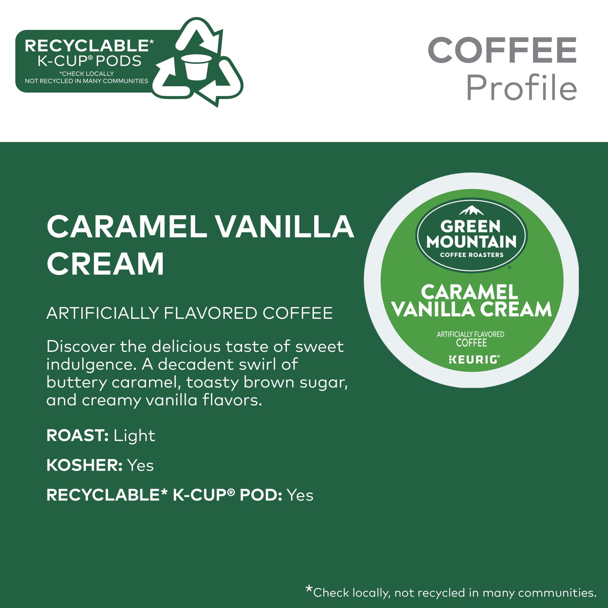 , Caramel Vanilla Cream Light Roast K-Cup Coffee Pods, 48 Count