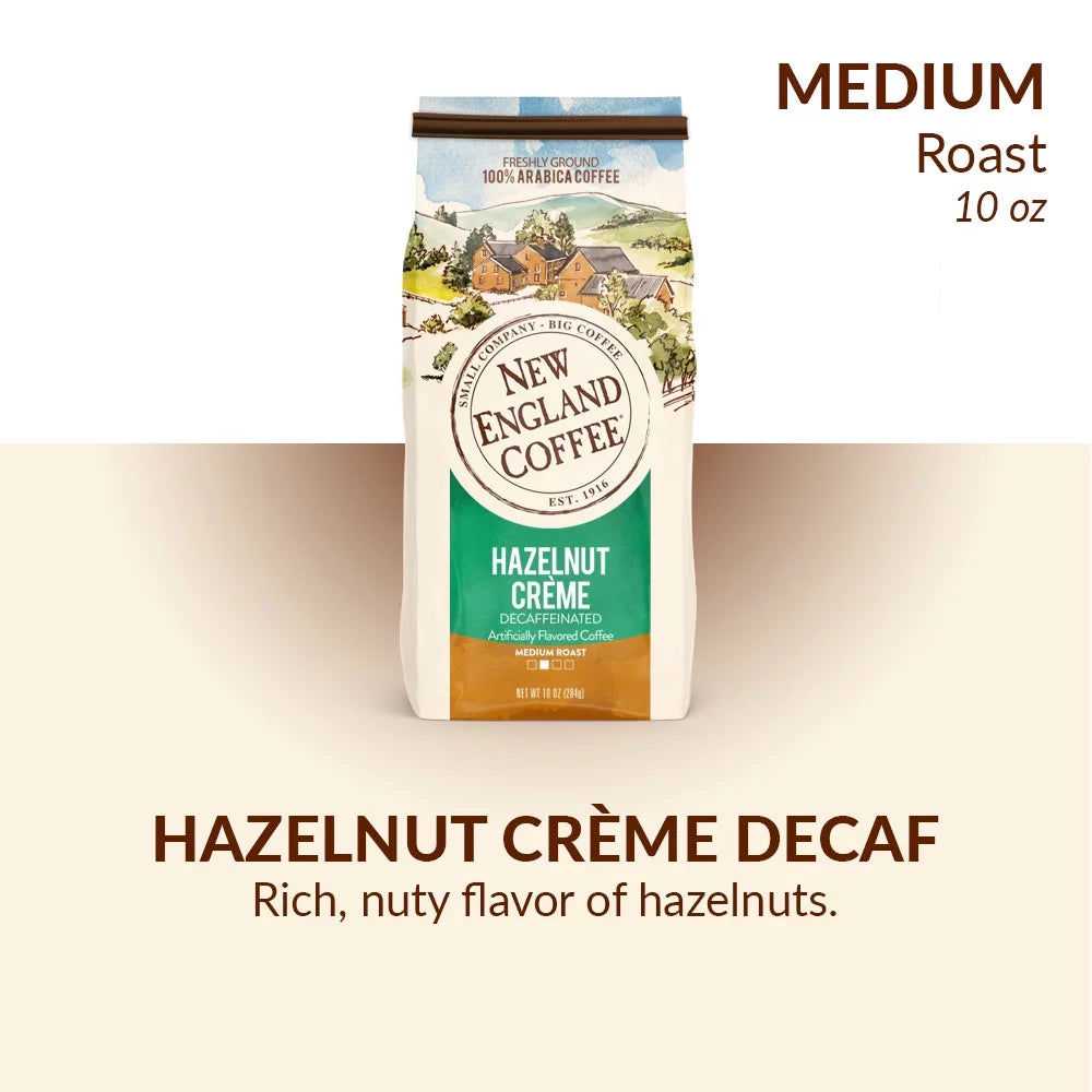 New EnglandãÂ® Coffee Freshly Ground Decaffeinated Hazelnut Creme Coffee 10 Oz. Bag
