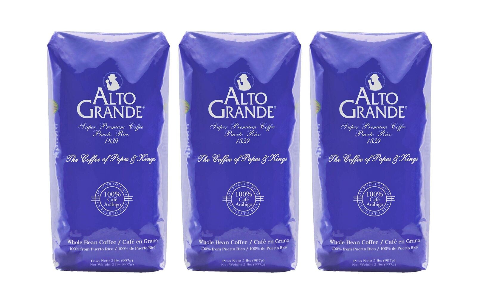 Alto Grande Super Premium Coffee Whole Beans, 2 Pound Bag (Pack of 3)
