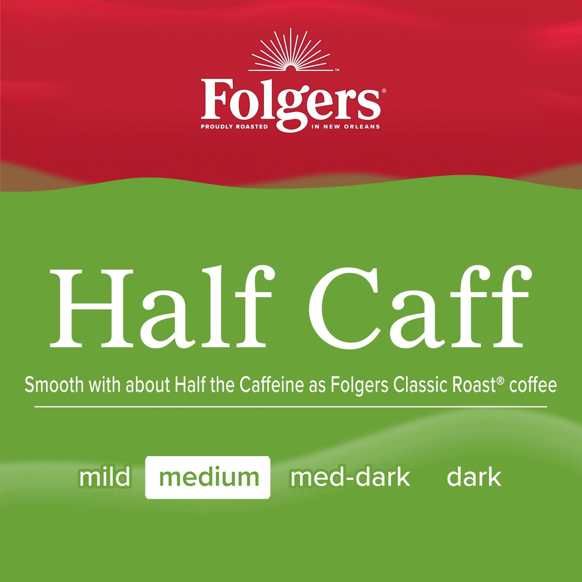 1/2 Caff Coffee, Medium Roast Coffee, Keurig K-Cup Pods, 24 Count Box