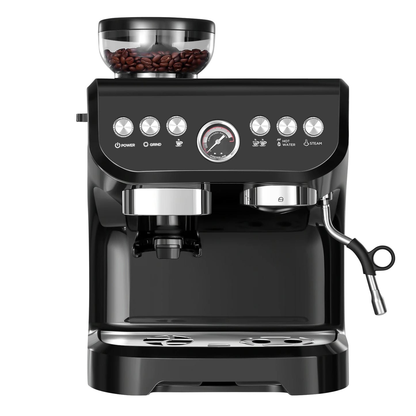 [US Direct] AC-517E 15Bar 1100W 110V Espresso Coffee Makers with Grinder Machine Electric Commercial Coffee Makers Machine for Household, Hotel