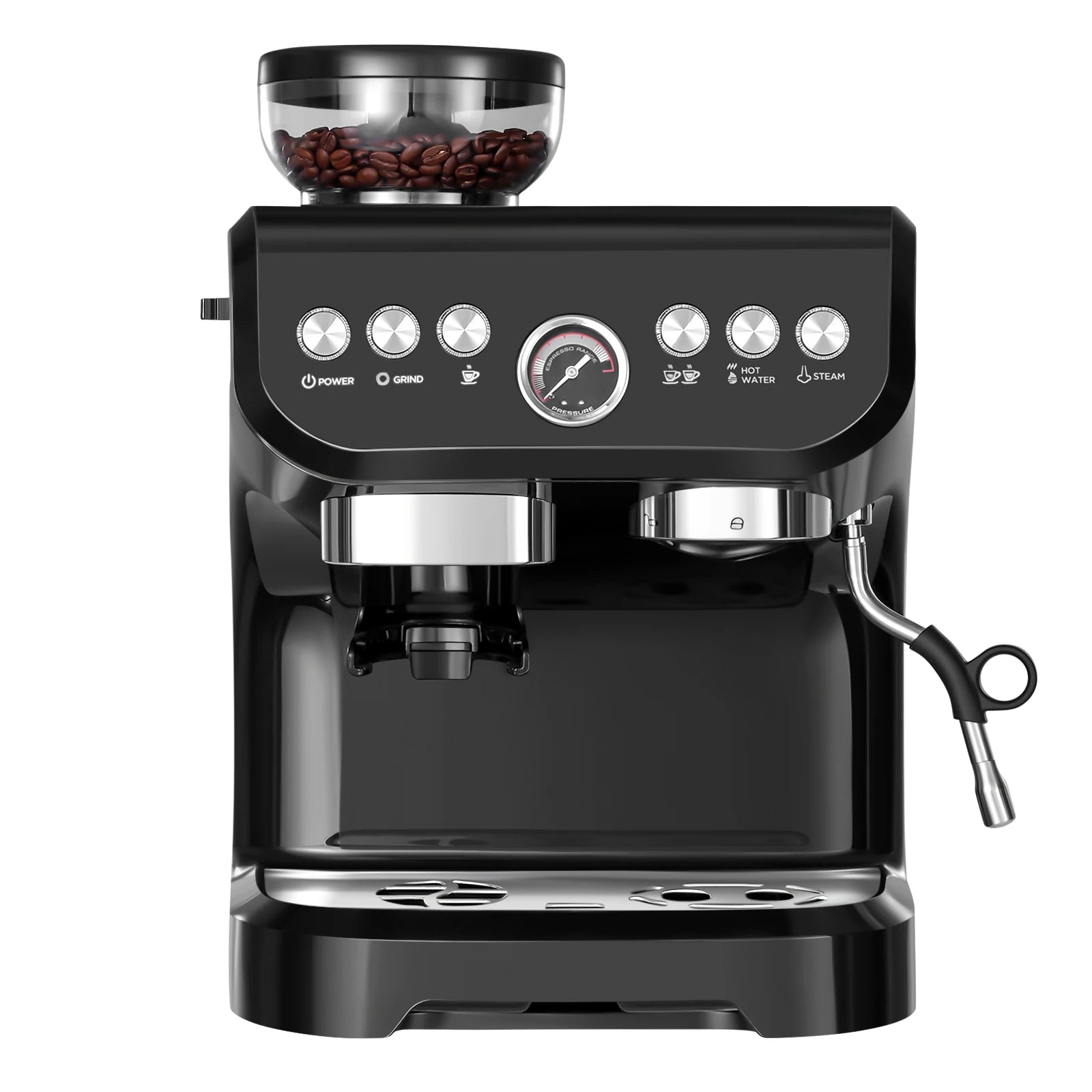 [US Direct] AC-517E 15Bar 1100W 110V Espresso Coffee Makers with Grinder Machine Electric Commercial Coffee Makers Machine for Household, Hotel
