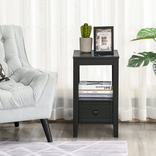 HOMCOM Side Table, Modern Coffee End Table with Drawer and Shelf,