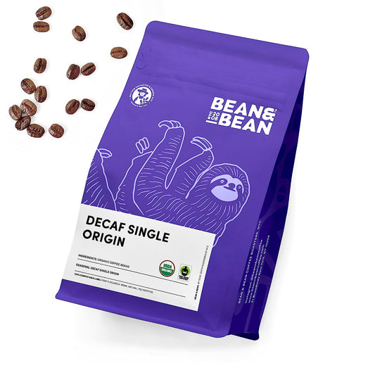 Bean & Bean Decaf Single Origin Coffee Beans – Decaf Organic Coffee Beans for Mild, Smooth Coffee - Fair Trade Decaffeinated Whole Bean, 11Oz