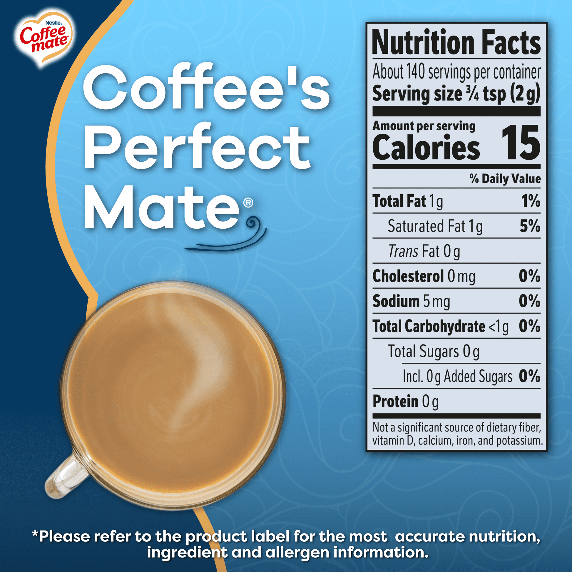 Nestle Coffee Mate French Vanilla, Sugar-Free, Powdered Coffee Creamer, 10.2 Oz