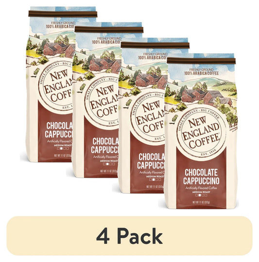 (4 Pack)  Chocolate Cappuccino, Medium Roast, Ground Coffee, 11 Oz