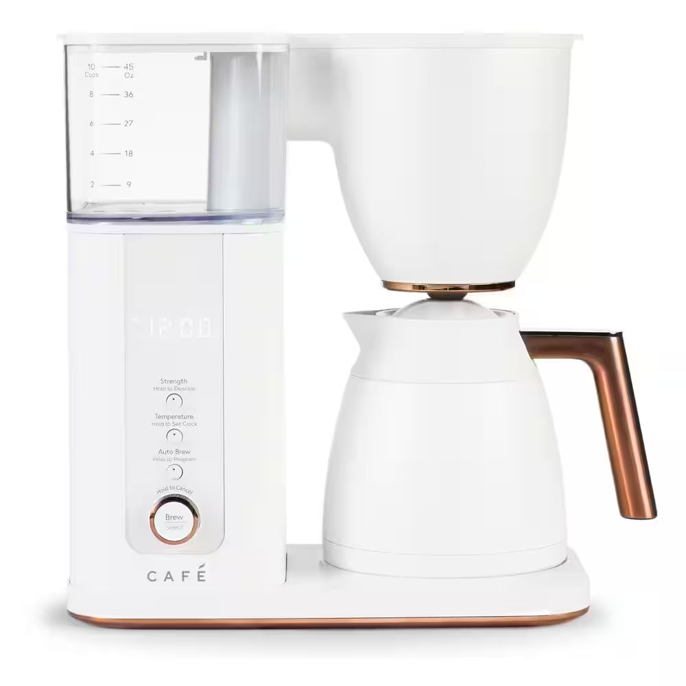 10 Cup Matte White Specialty Drip Coffee Maker with Insulated Thermal Carafe, and Wifi Connected