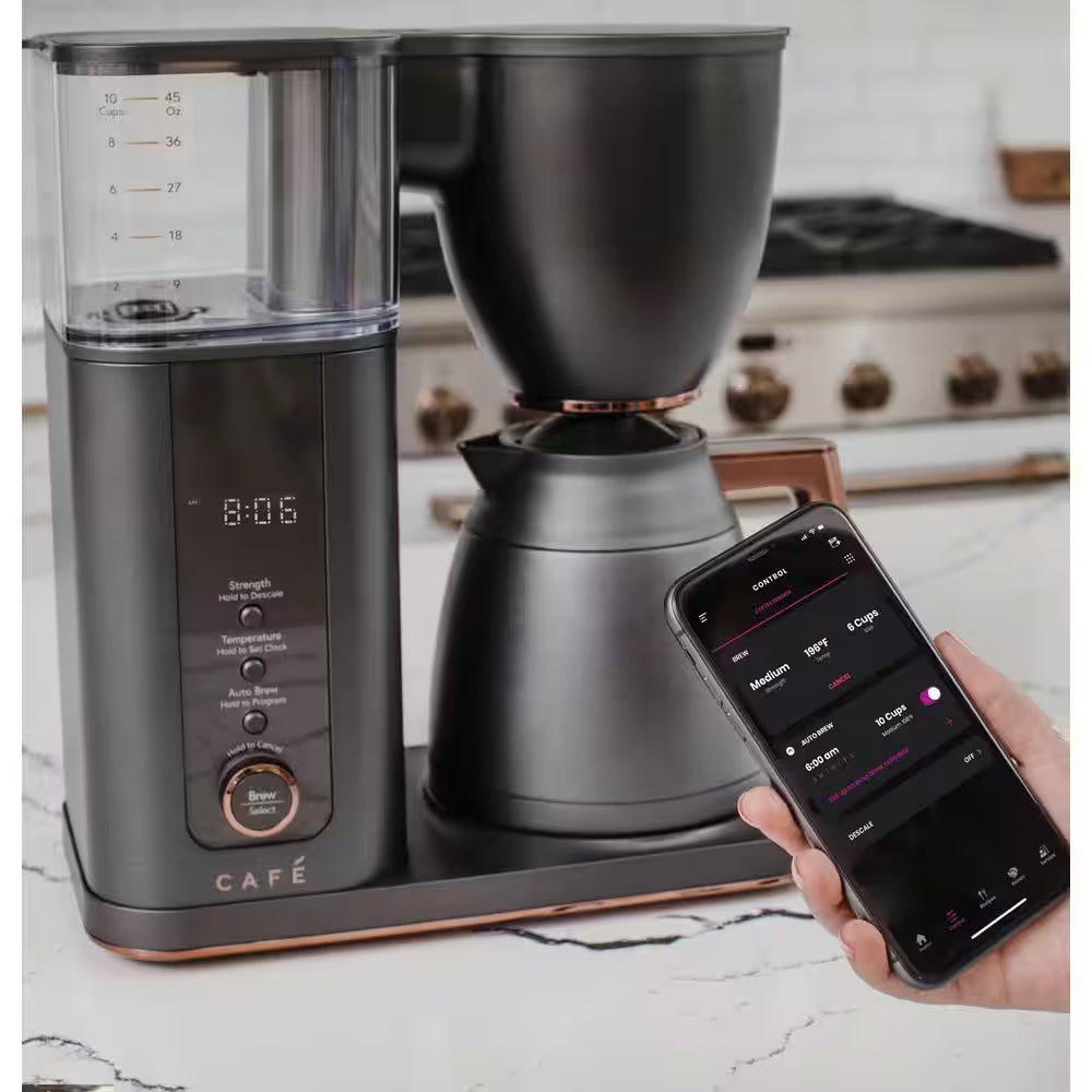 10 Cup Matte Black Specialty Drip Coffee Maker with Insulated Thermal Carafe, and Wifi Connected