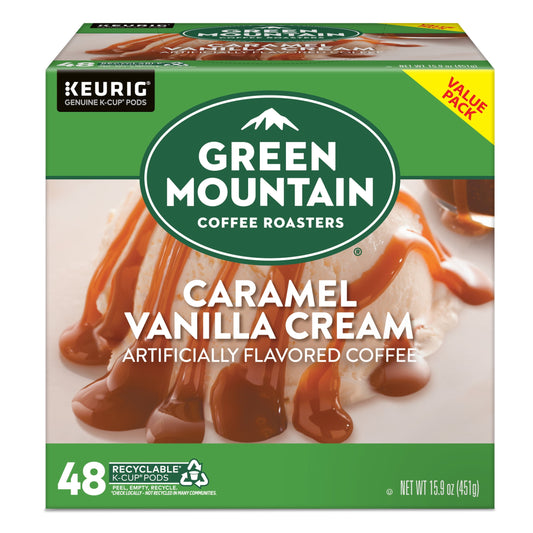 , Caramel Vanilla Cream Light Roast K-Cup Coffee Pods, 48 Count